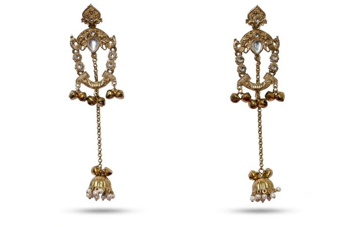 Pearl Drop Temple Earrings