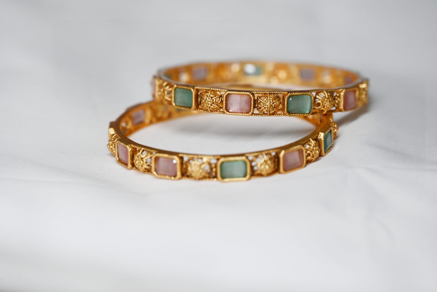 Ruby Pastel Kundan Bangle Pair